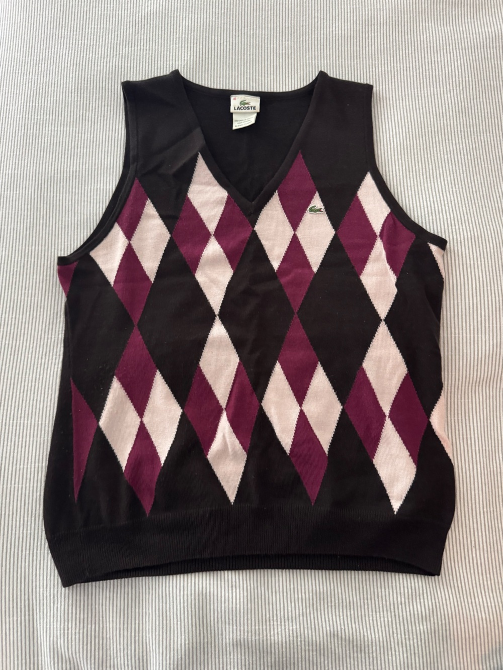 Vintage Lacoste argyle v-neck sweater vest